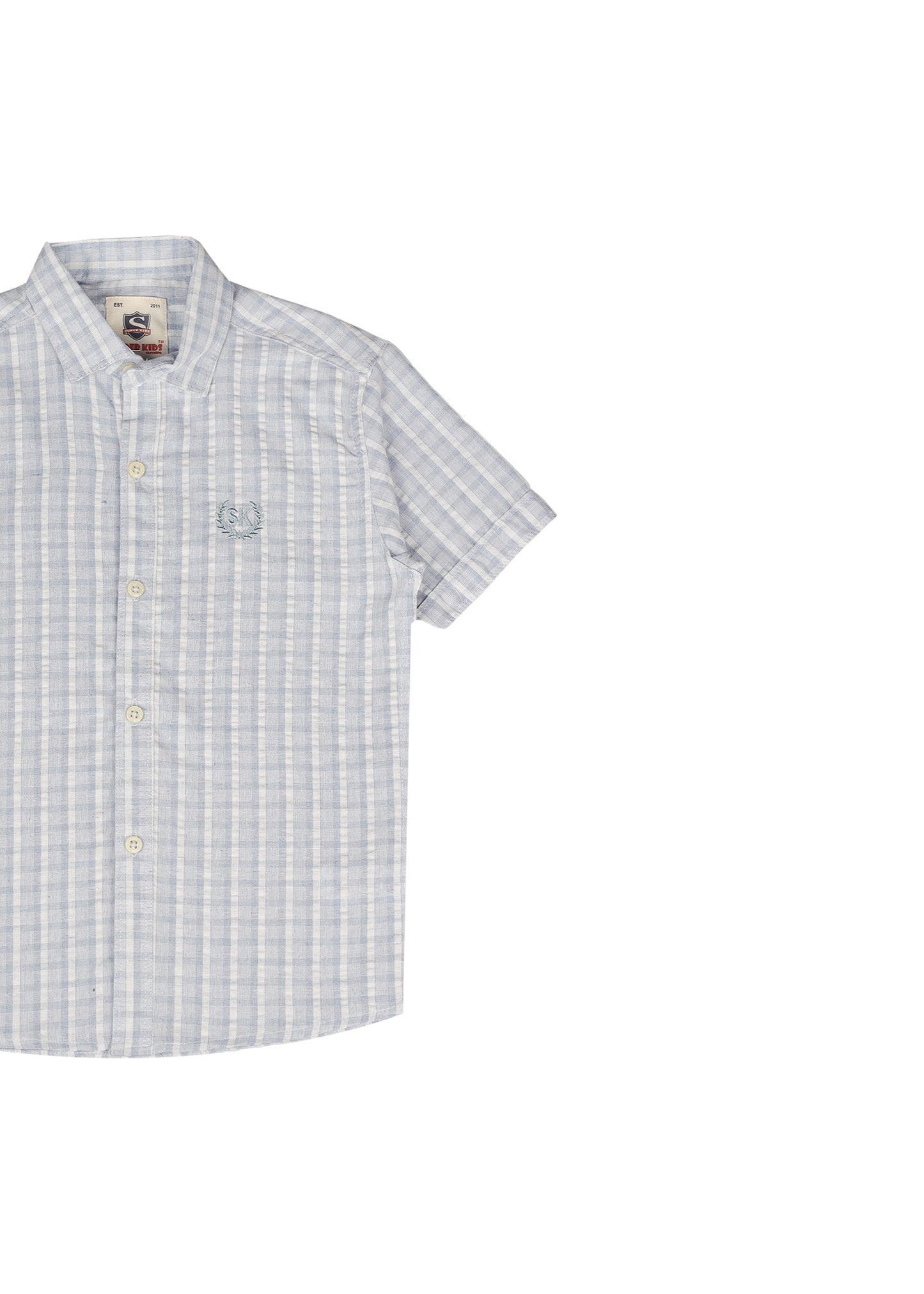 Sky Blue Checked Short Sleeve Shirt