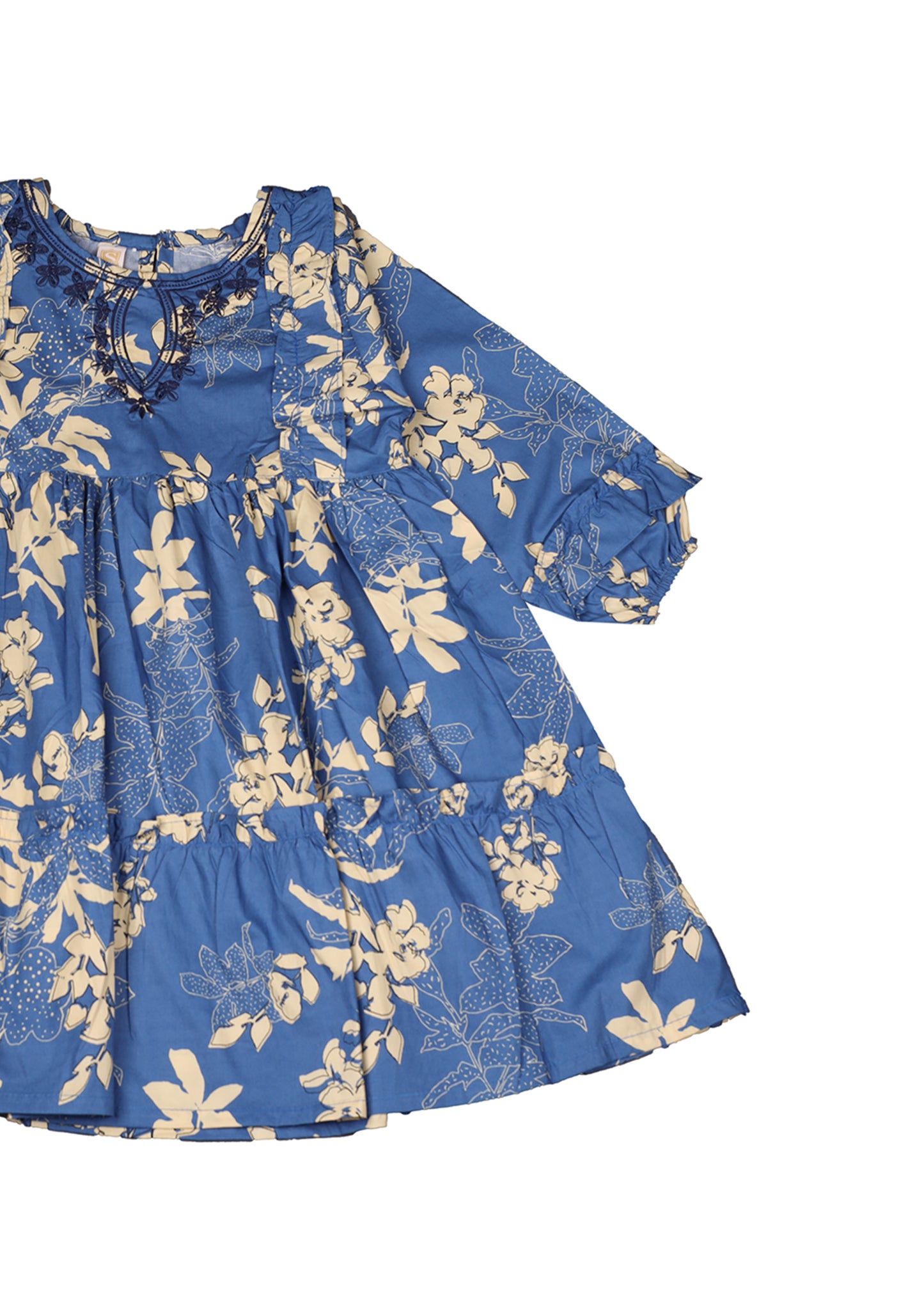 Floral Printed Blue Long Frock