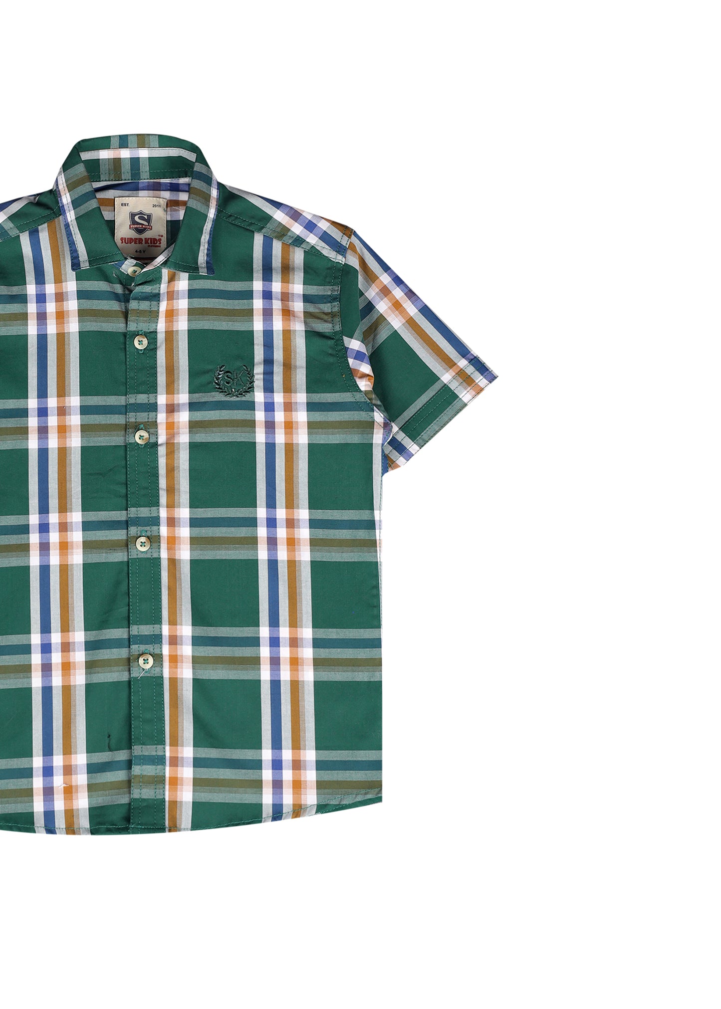 Green Checked Short Sleeve Shirt