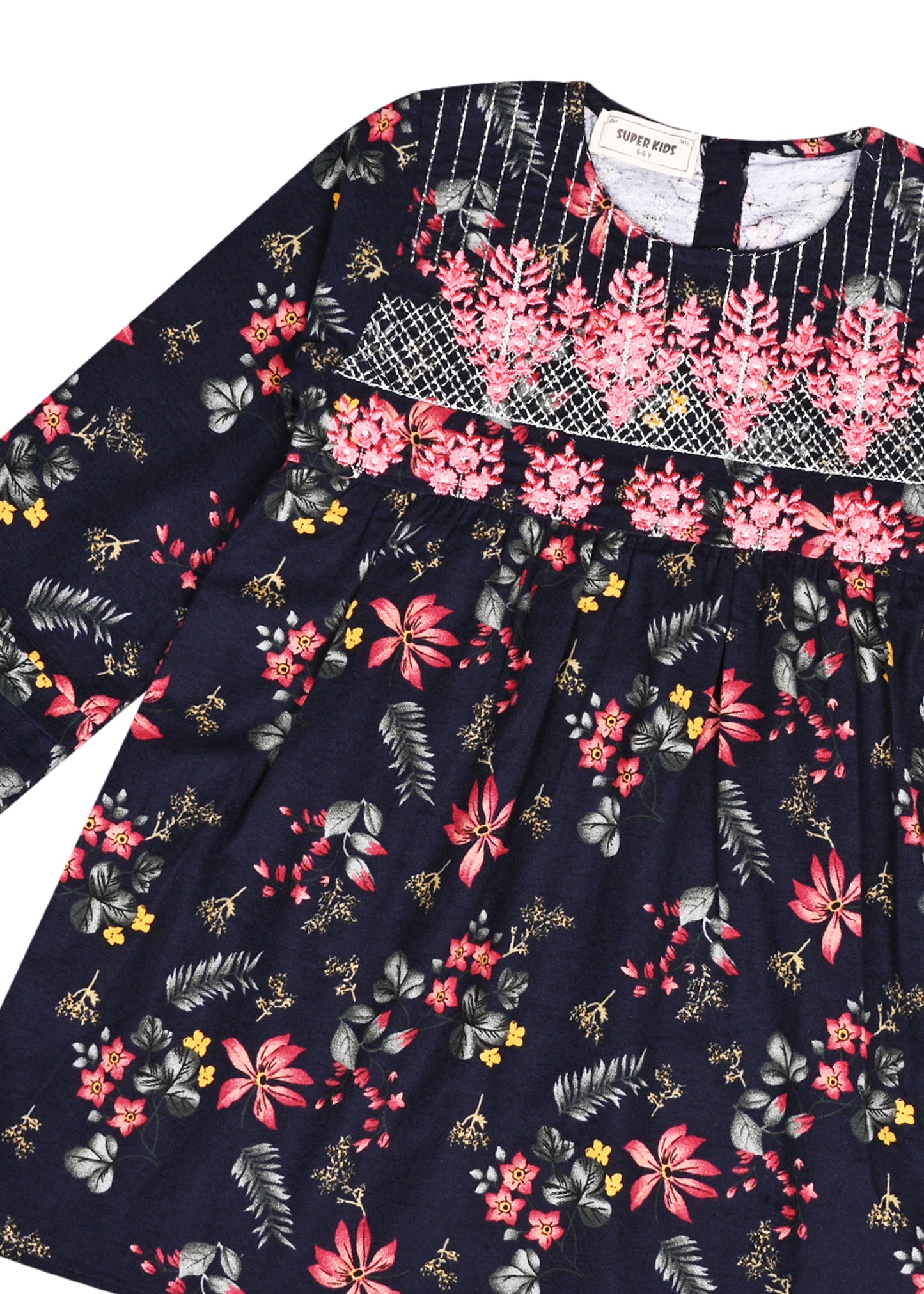 Corduroy NavyBlue Embroidered Top