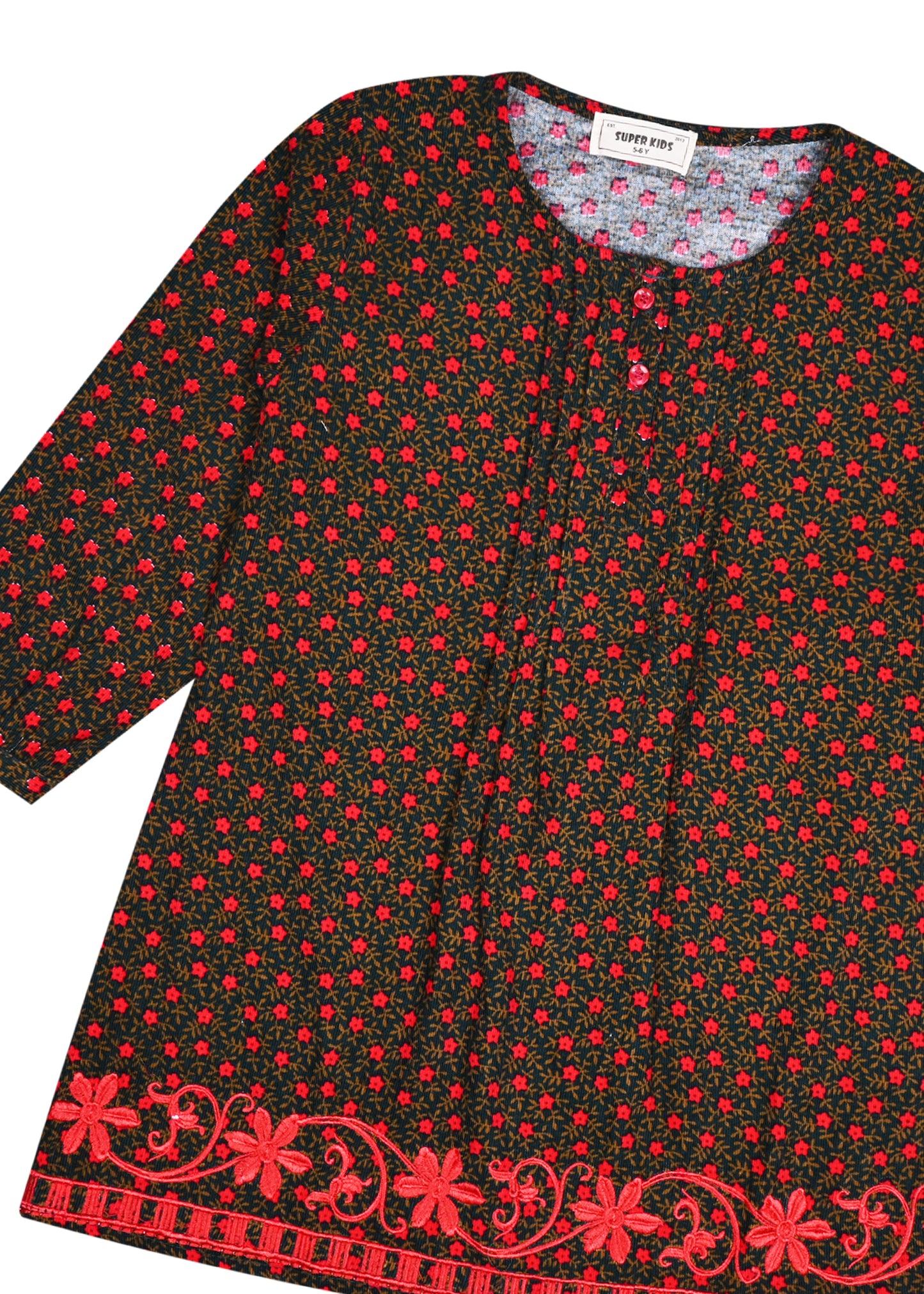 Corduroy Green Printed Top