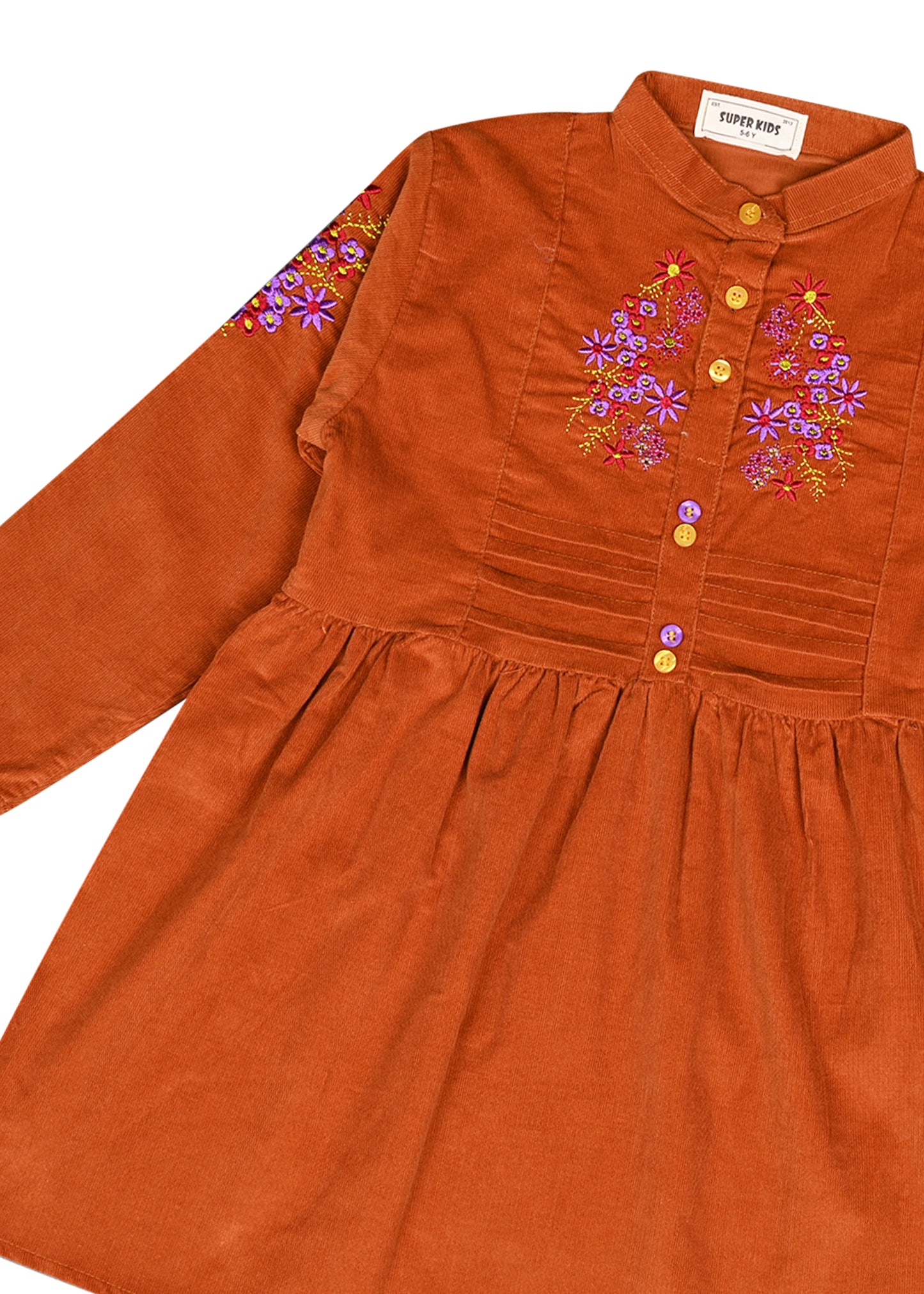 Corduroy Mustard Embroidered Top