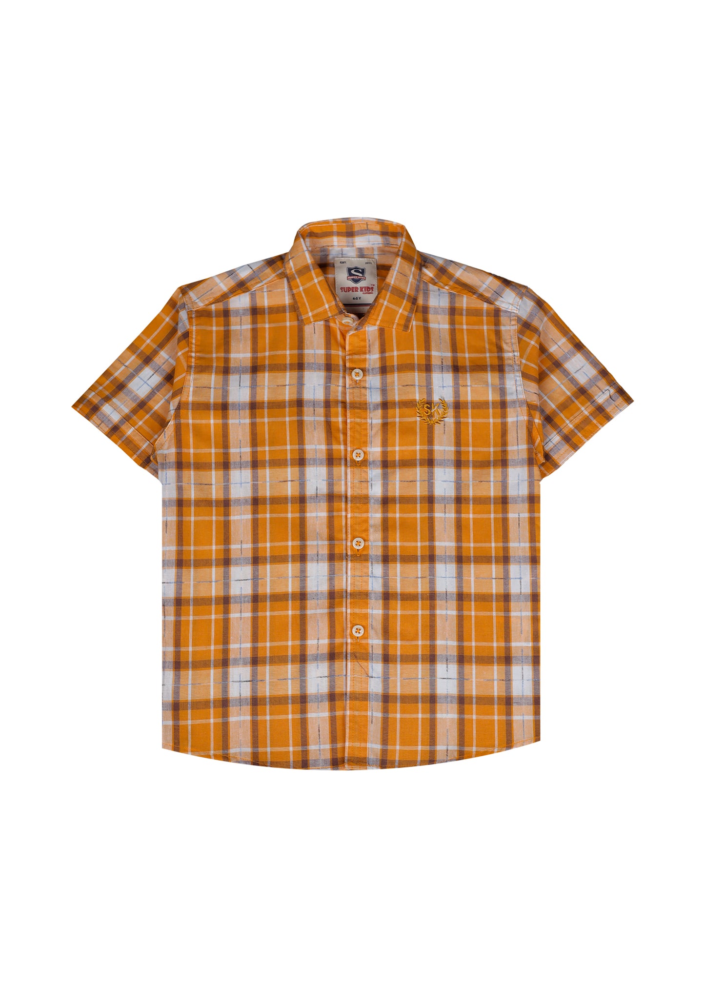 Mustard Checked Short Sleeve Shirt