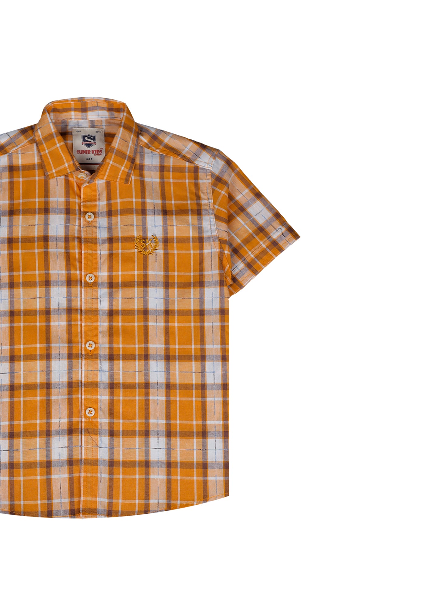 Mustard Checked Short Sleeve Shirt