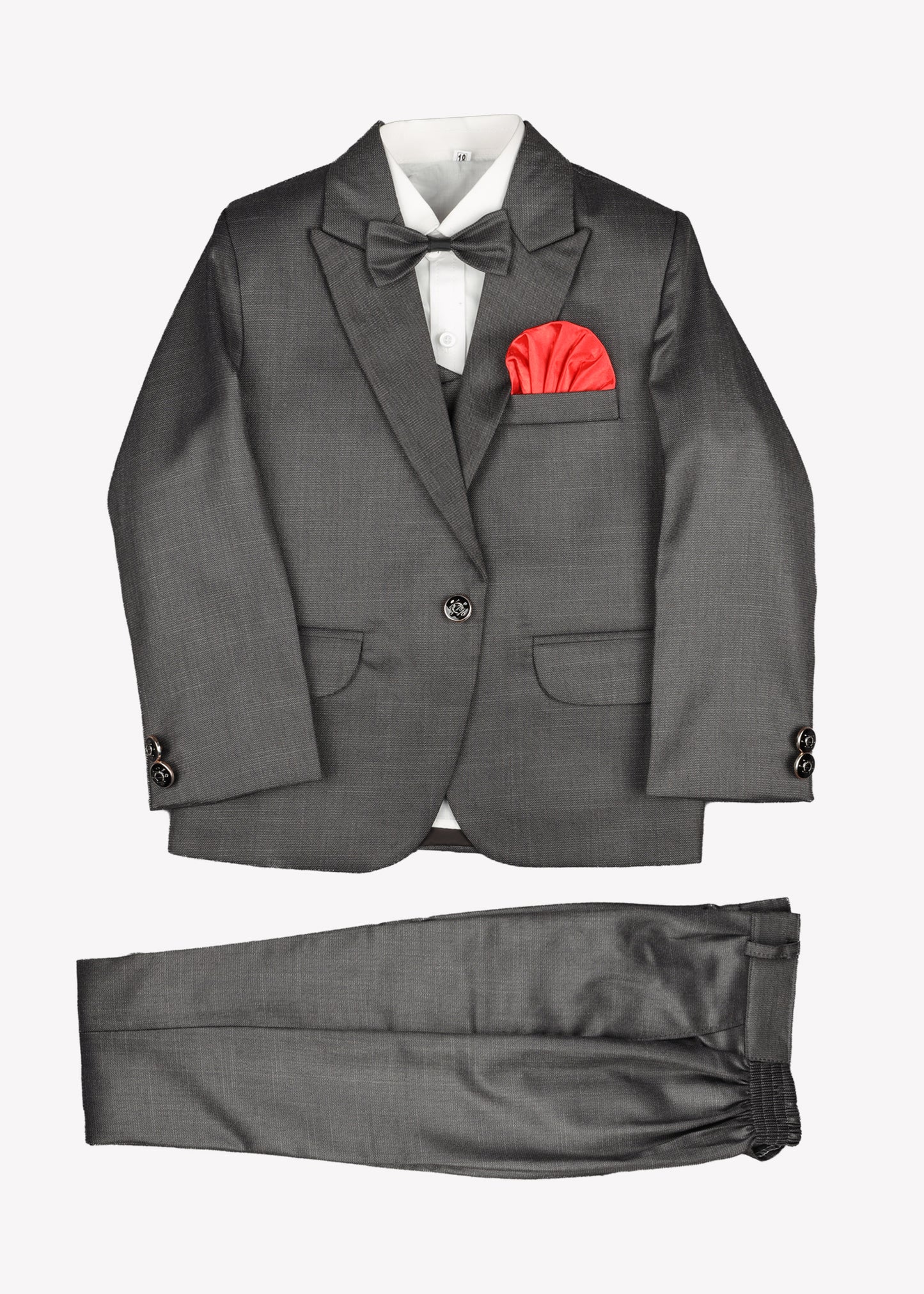 Boy's Coat Pant 5pcs- Charcoal