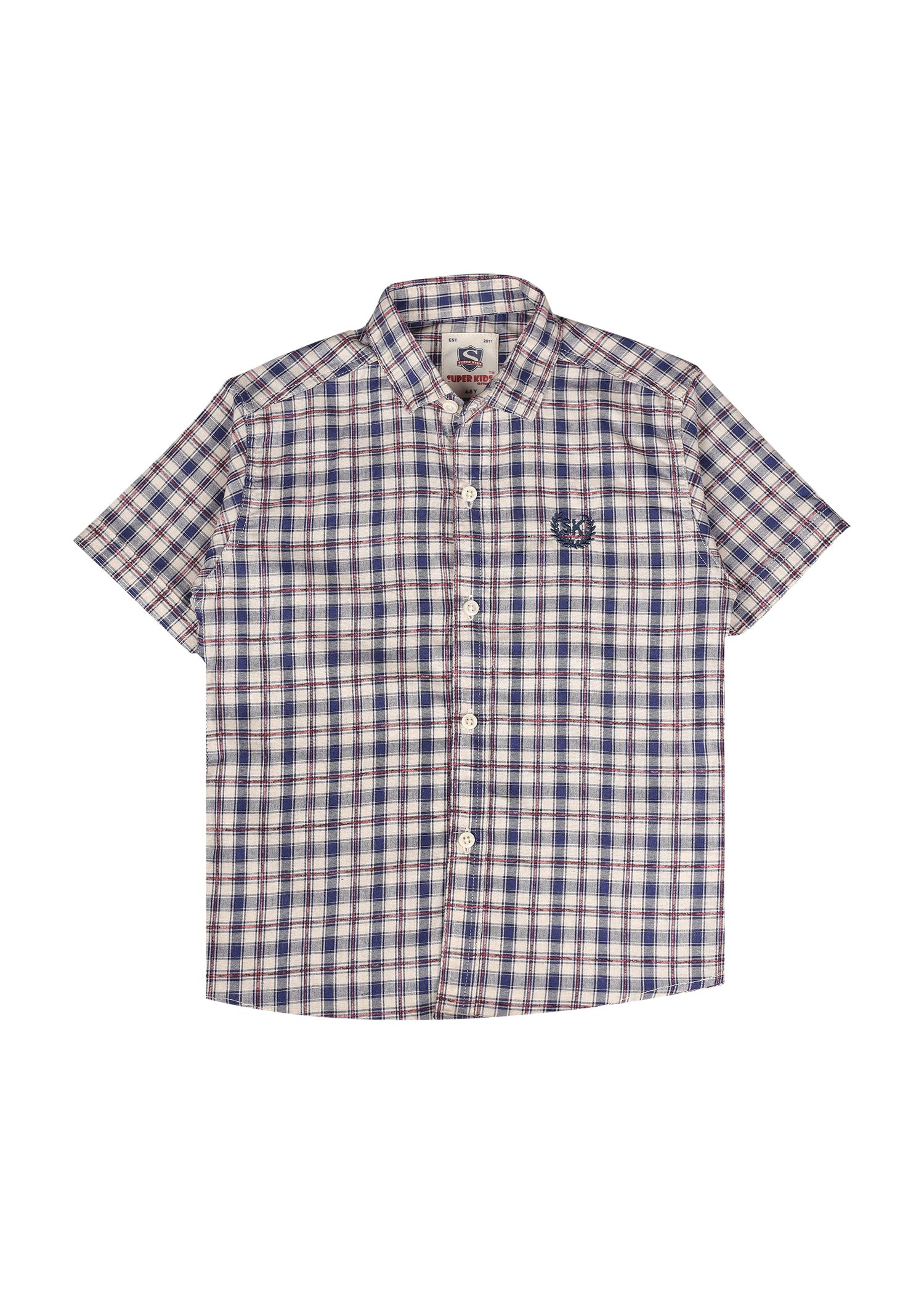 Blue Checked Short Sleeve Shirt