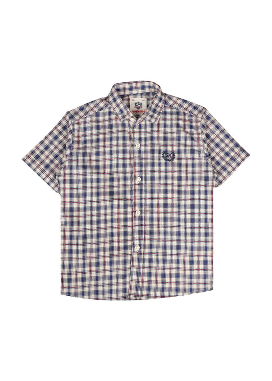 Blue Checked Short Sleeve Shirt