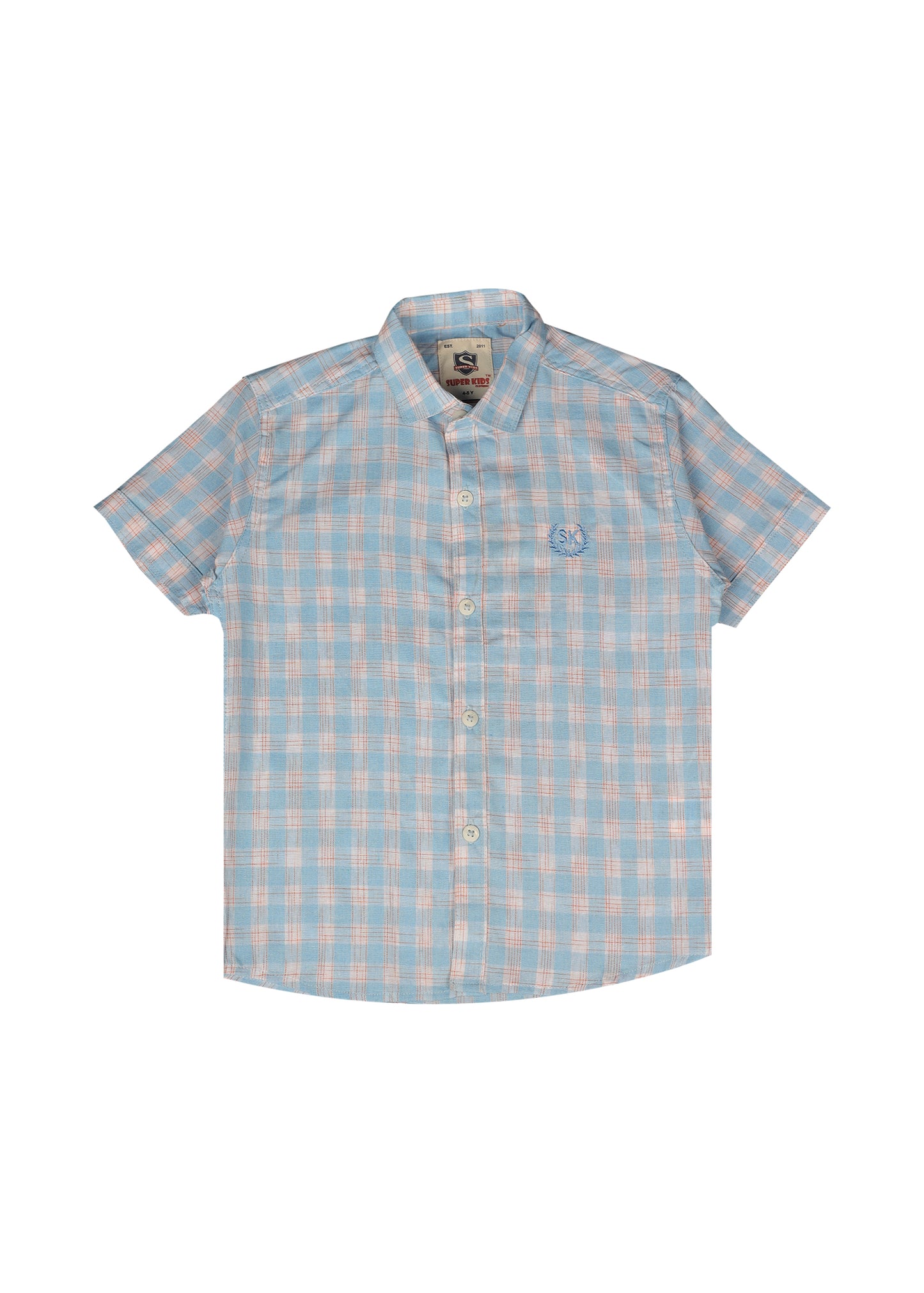 Light Blue Checked Short Sleeve Shirt
