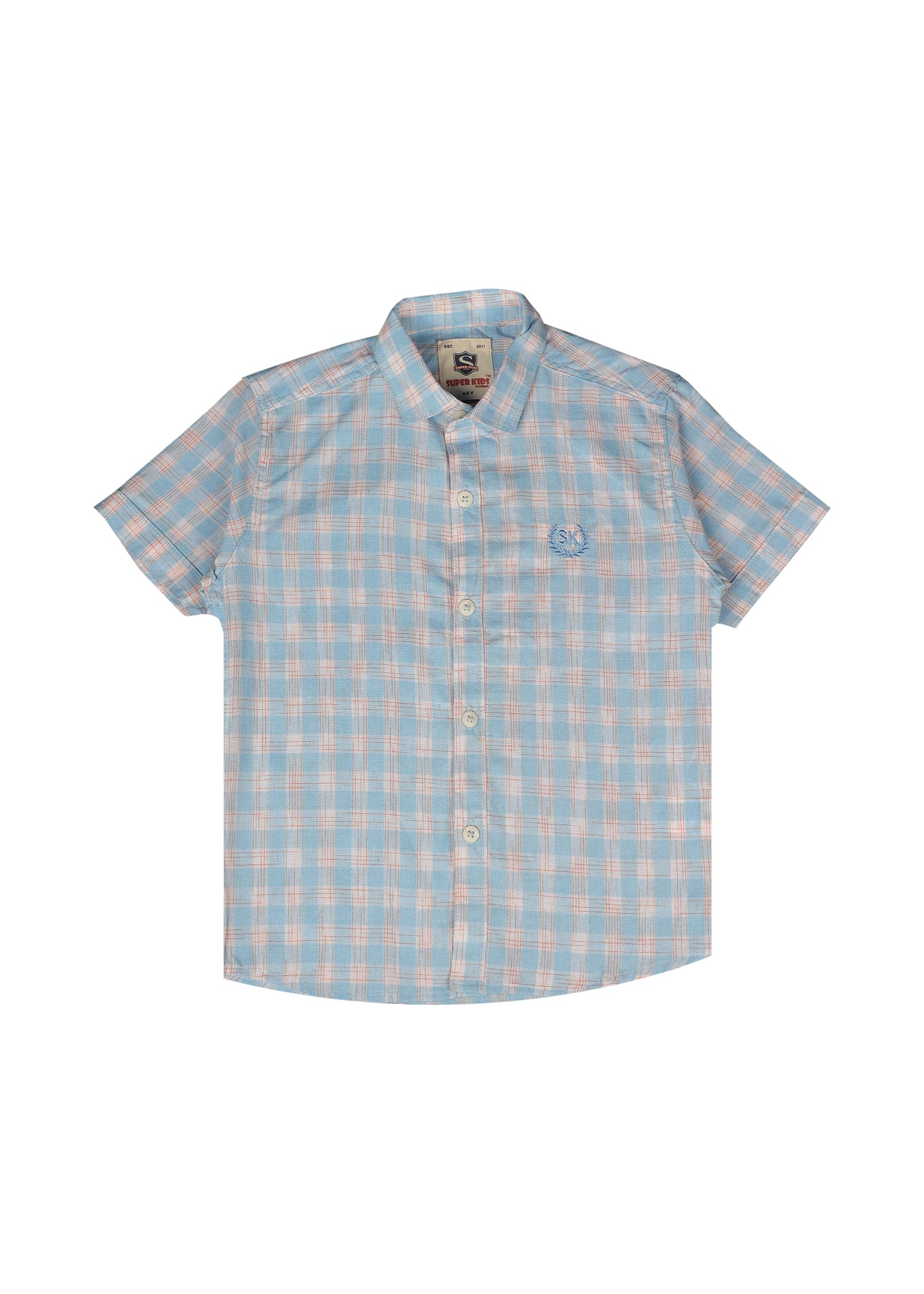 Light Blue Checked Short Sleeve Shirt