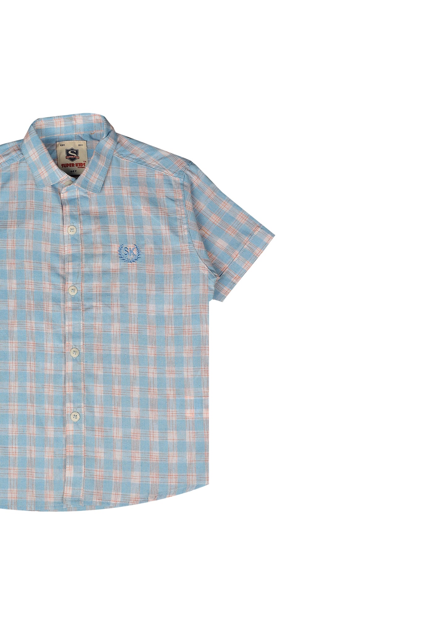 Light Blue Checked Short Sleeve Shirt