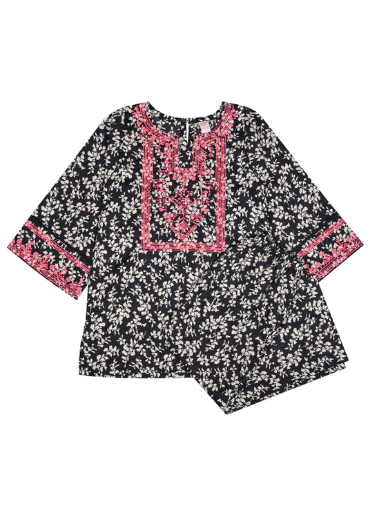 Embroidered & Printed Kameez With Trouser