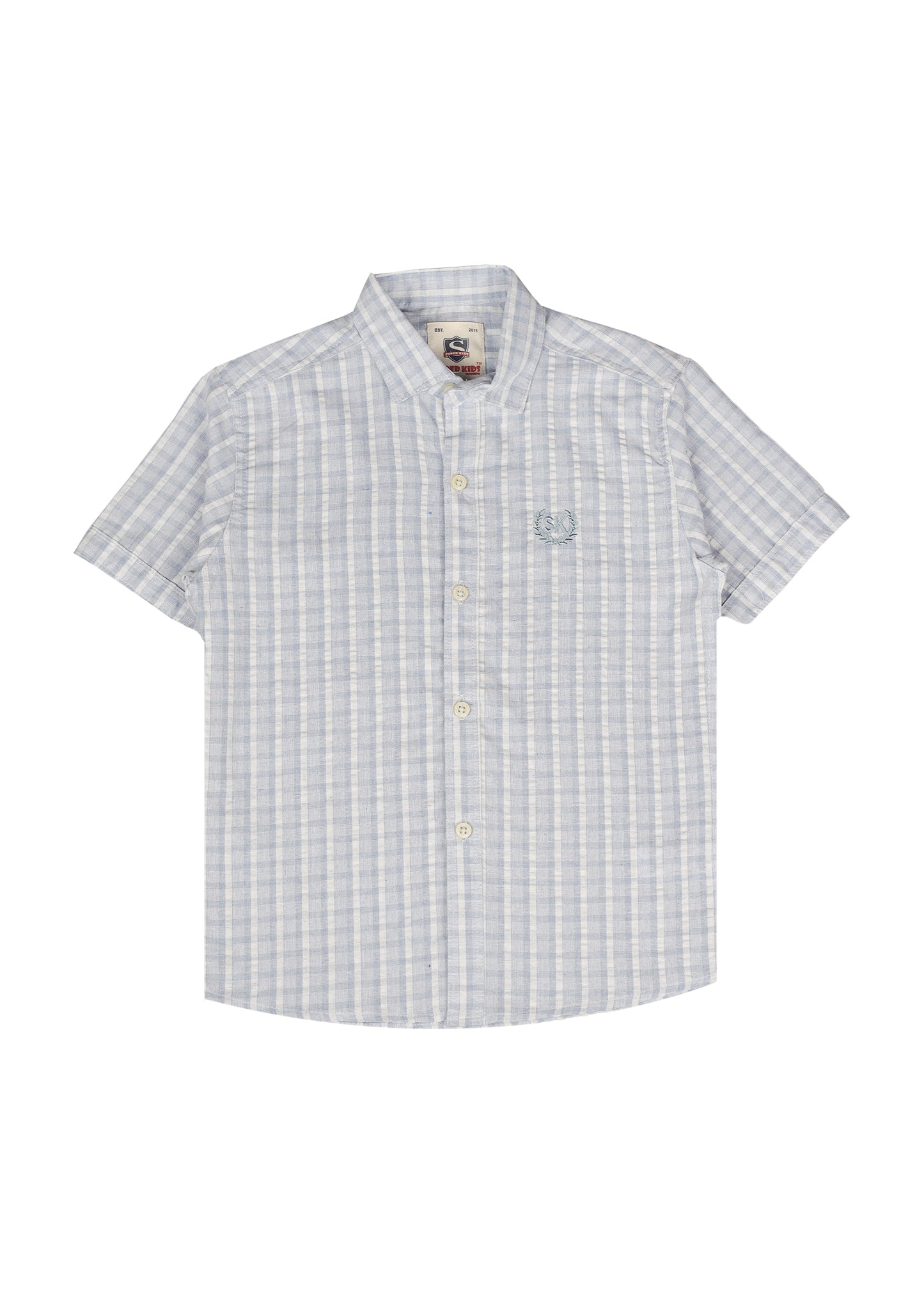 Sky Blue Checked Short Sleeve Shirt