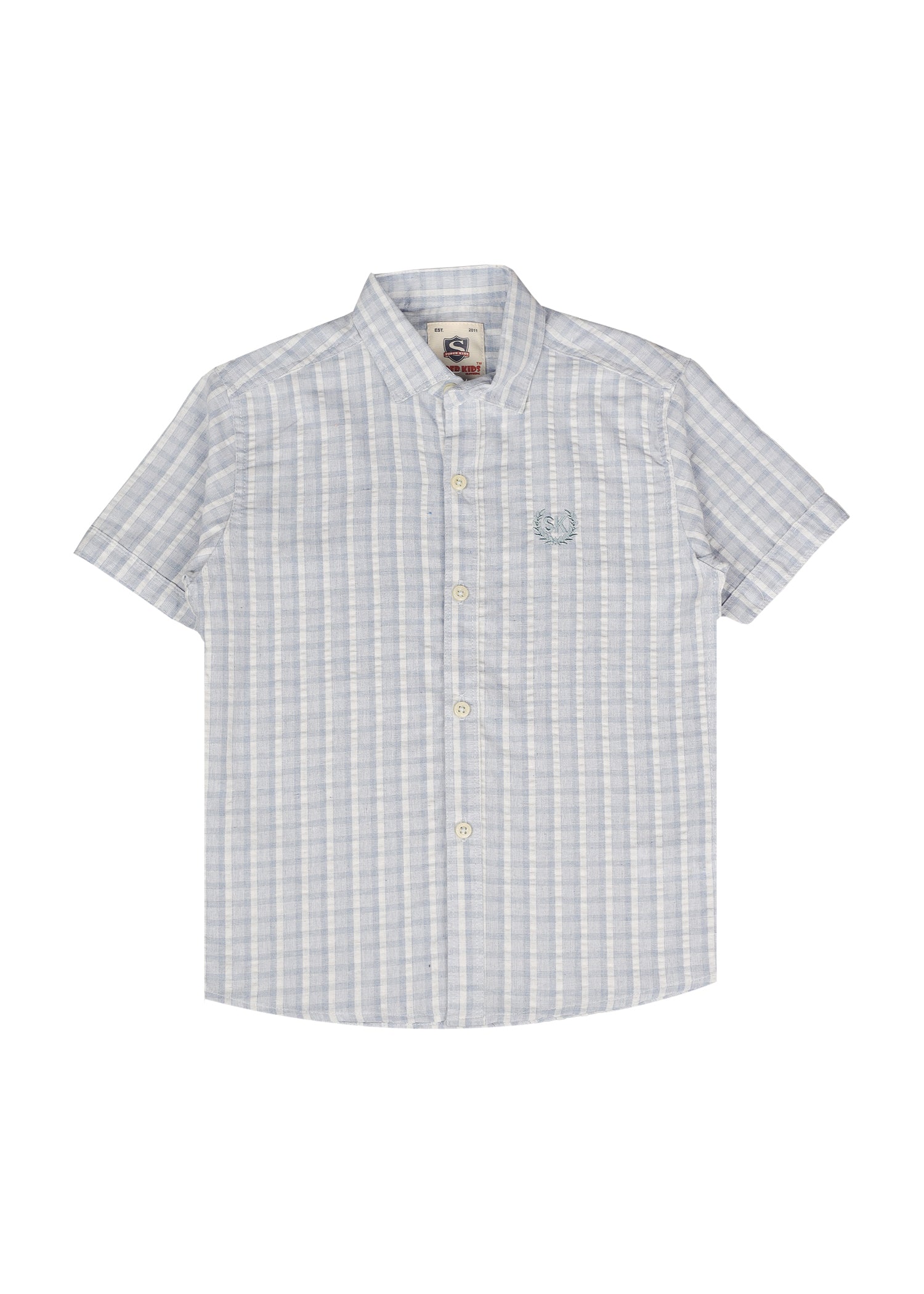 Sky Blue Checked Short Sleeve Shirt