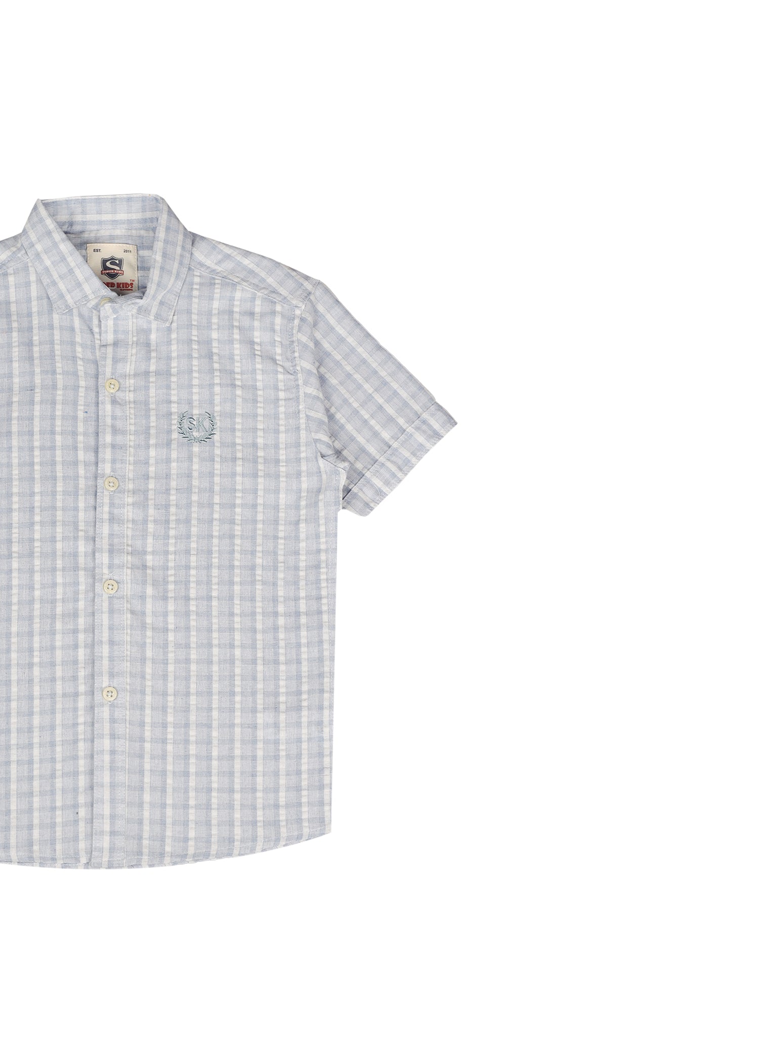 Sky Blue Checked Short Sleeve Shirt