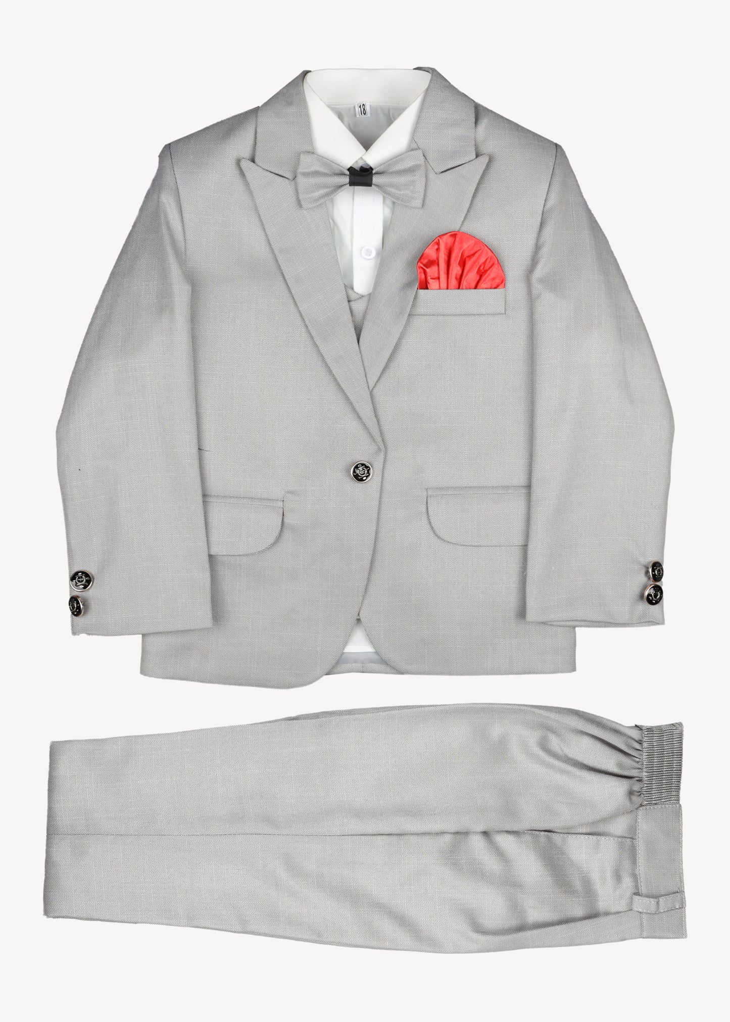 Boy's Coat Pant 5pcs-Light Grey