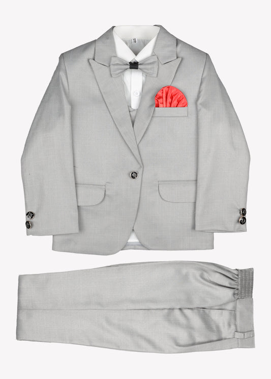 Boy's Coat Pant 5pcs-Light Grey
