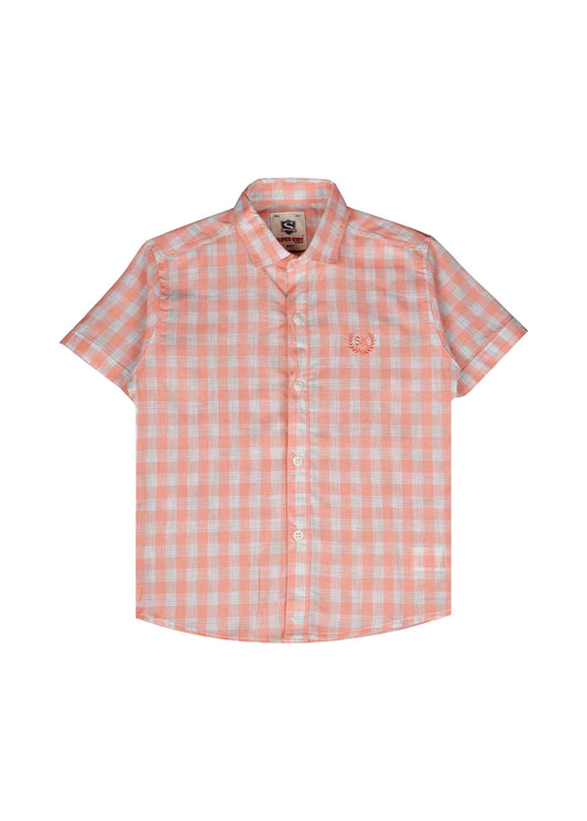 Light Pink Checked Short Sleeve Shirt