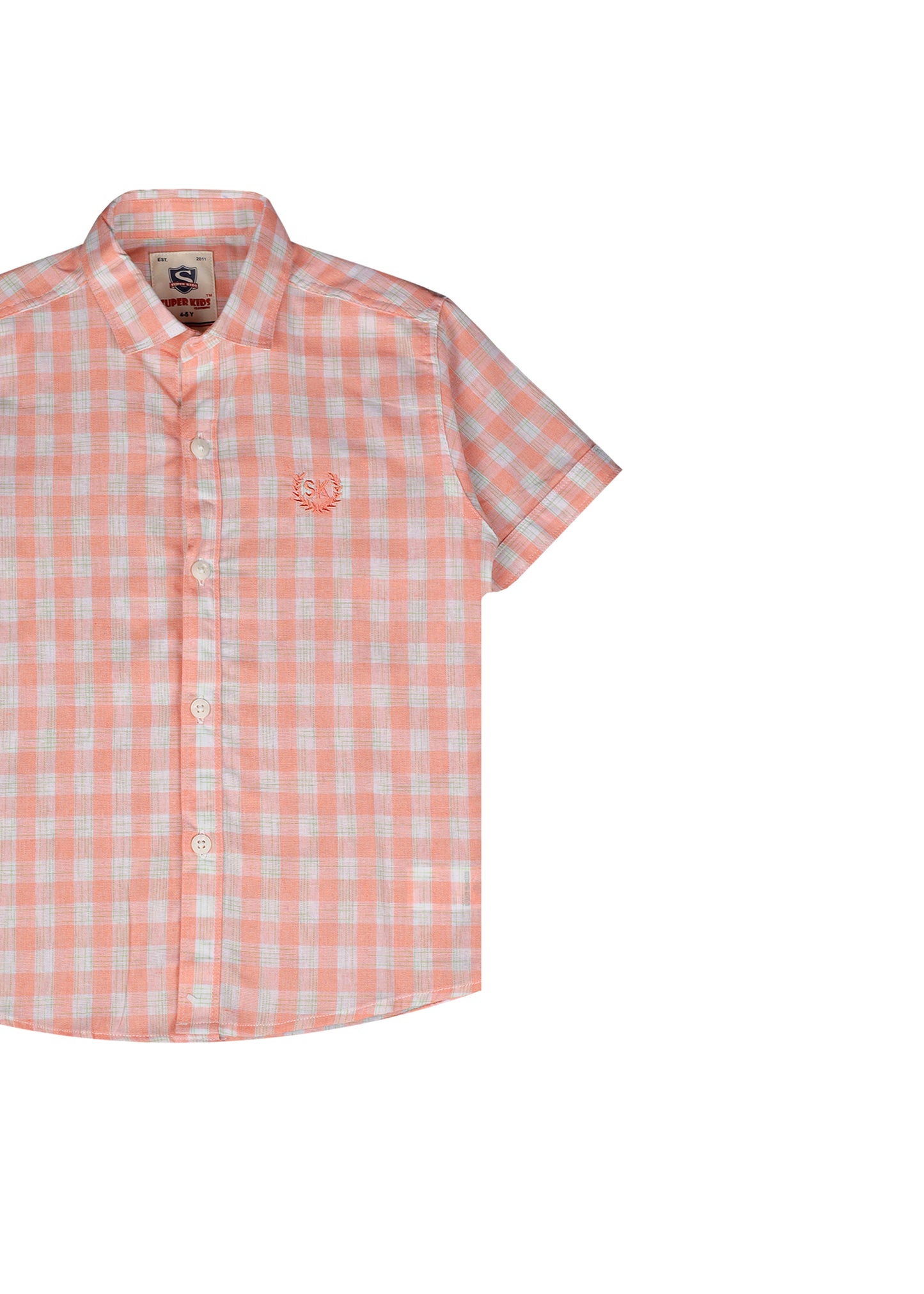 Light Pink Checked Short Sleeve Shirt