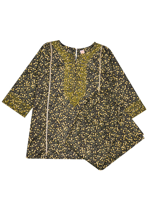 Embroidered Kameez With Loose Buttom Trouser