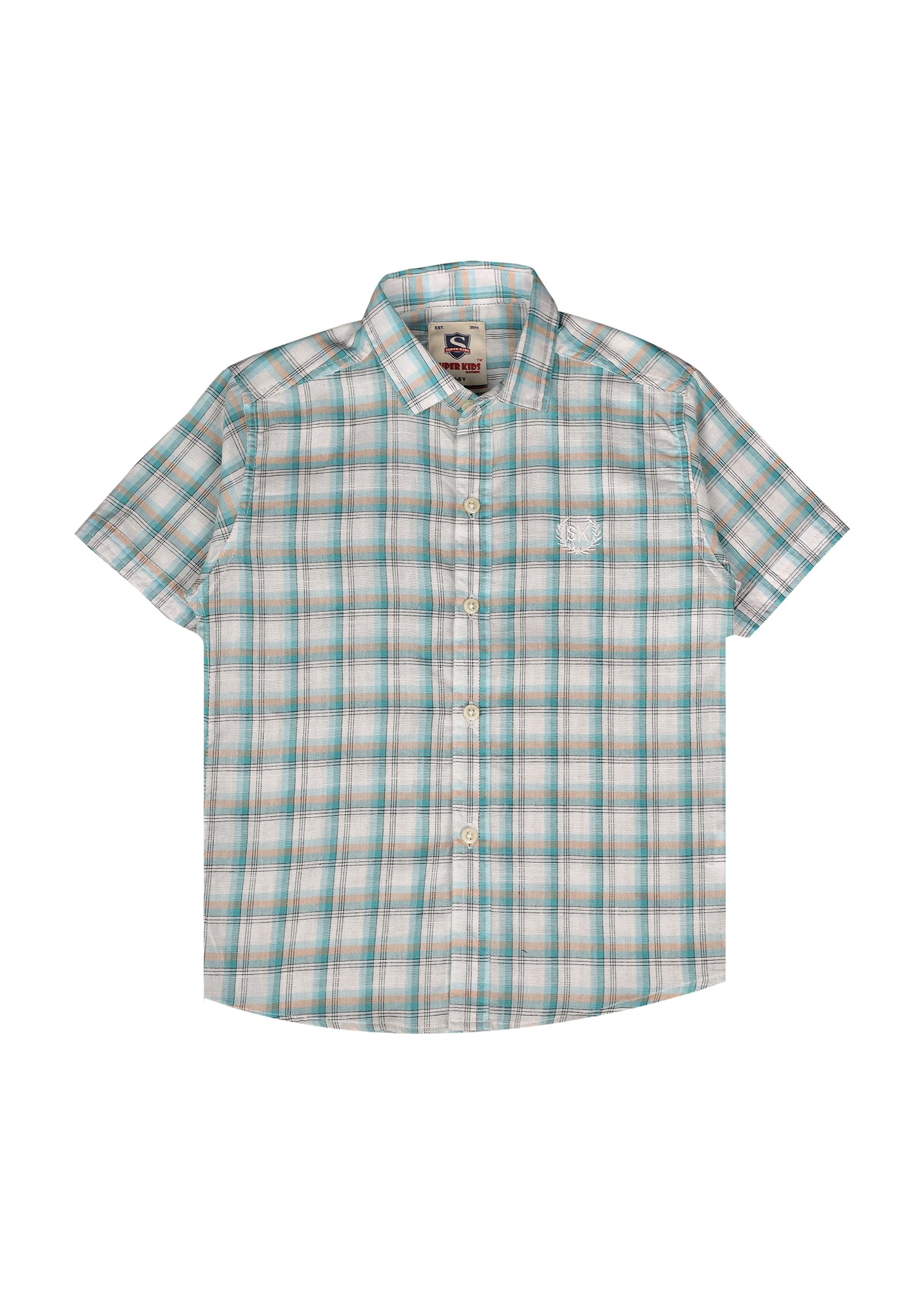 Aqua Checked Short Sleeve Shirt