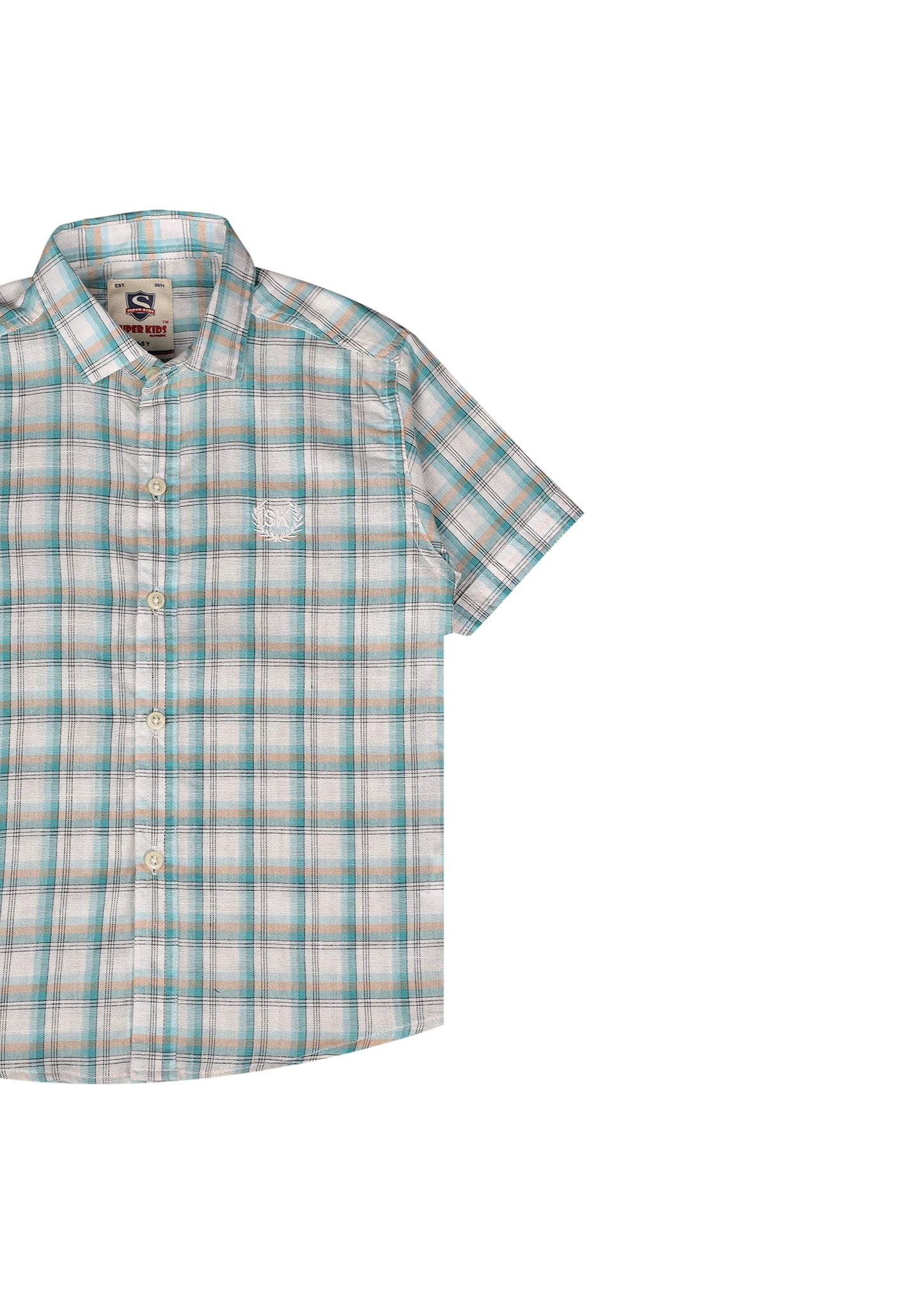 Aqua Checked Short Sleeve Shirt