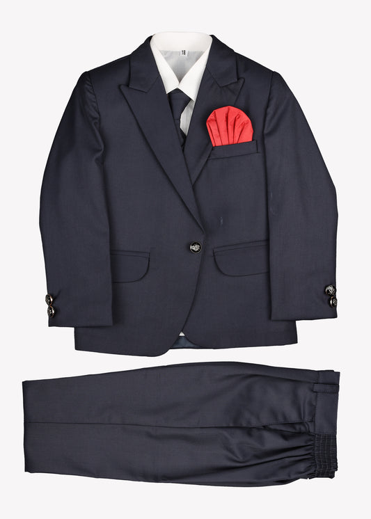 Boy's Coat Pant 5pcs- Navy Blue