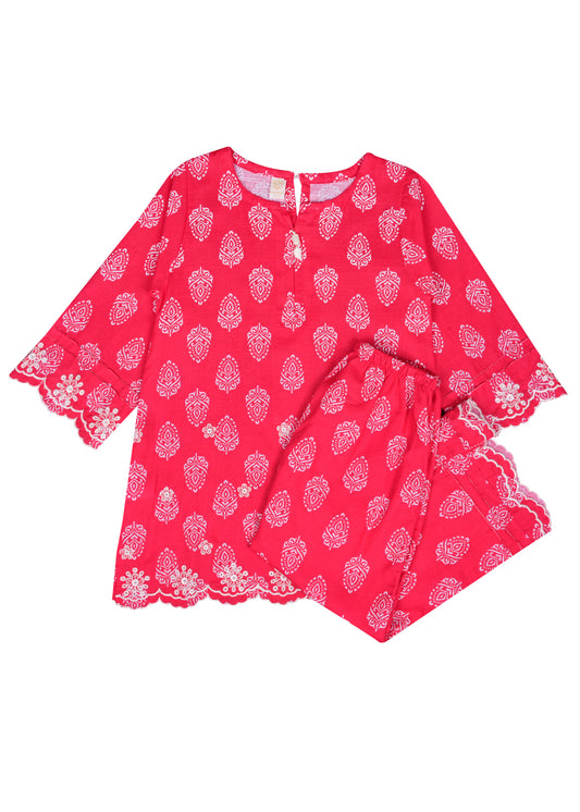 Printed Kameez With Loose Buttom Trouser