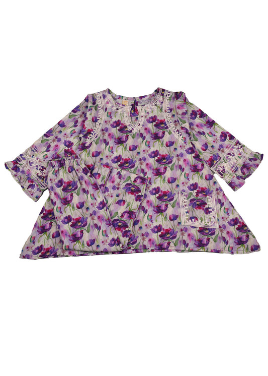 Printed Embroidered Frock With Loose buttom Trouser