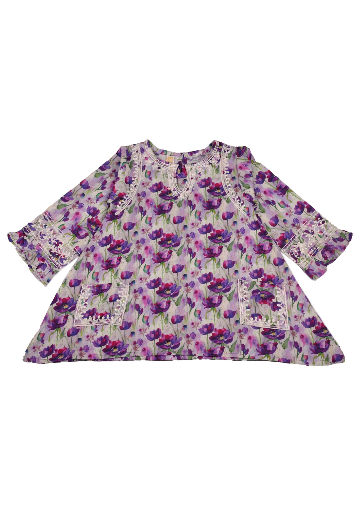 Printed Embroidered Frock With Loose buttom Trouser