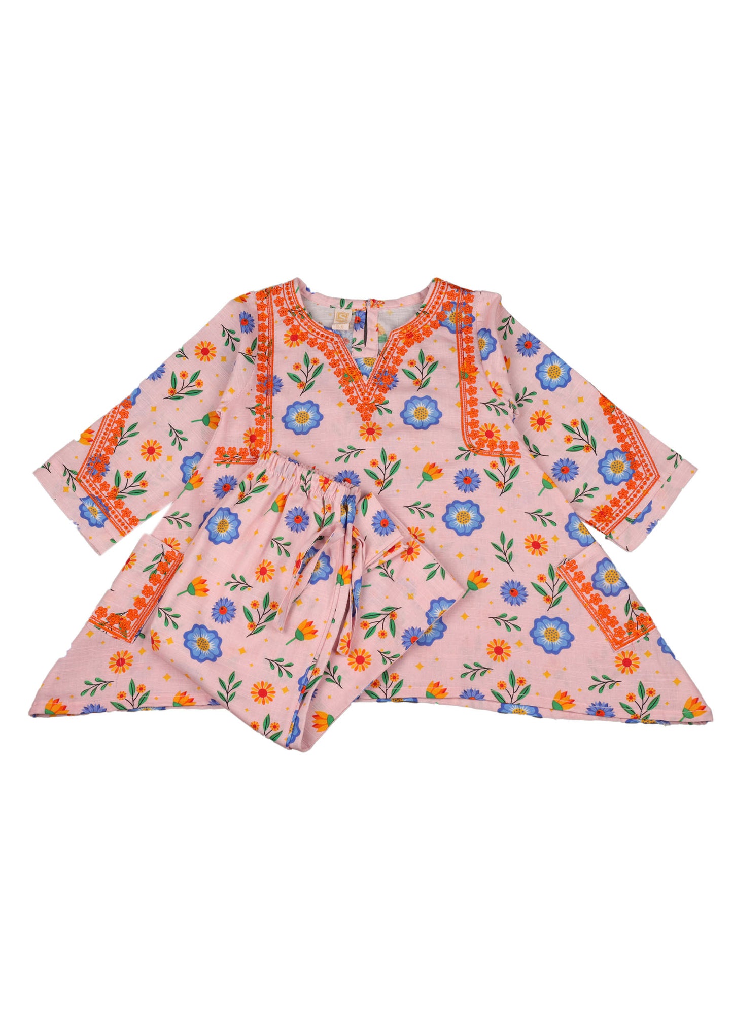 Printed Embroidered Frock With Loose buttom Trouser