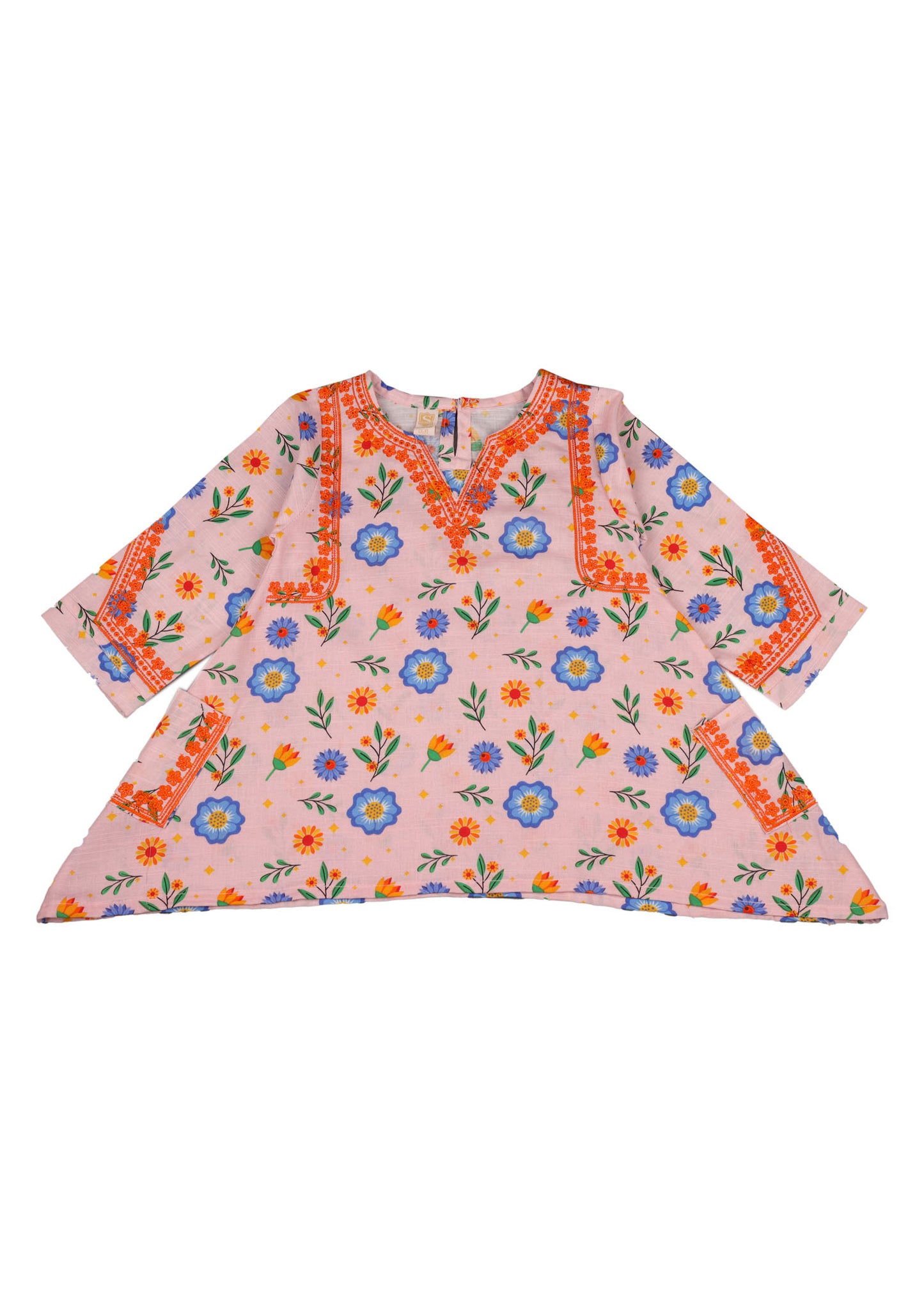 Printed Embroidered Frock With Loose buttom Trouser