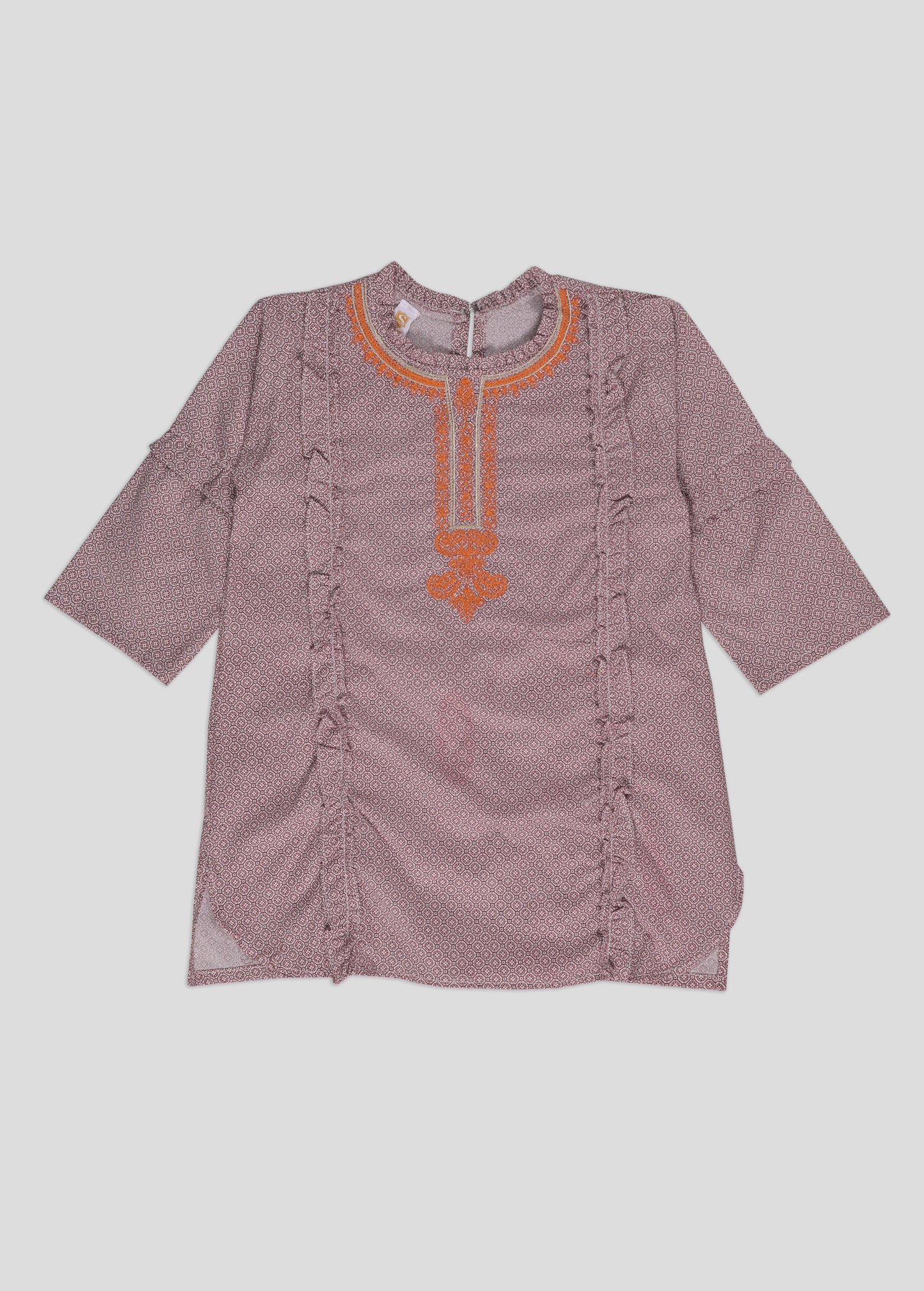 Printed Embroidered Top
