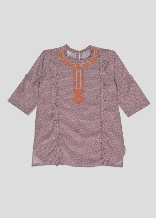 Printed Embroidered Top