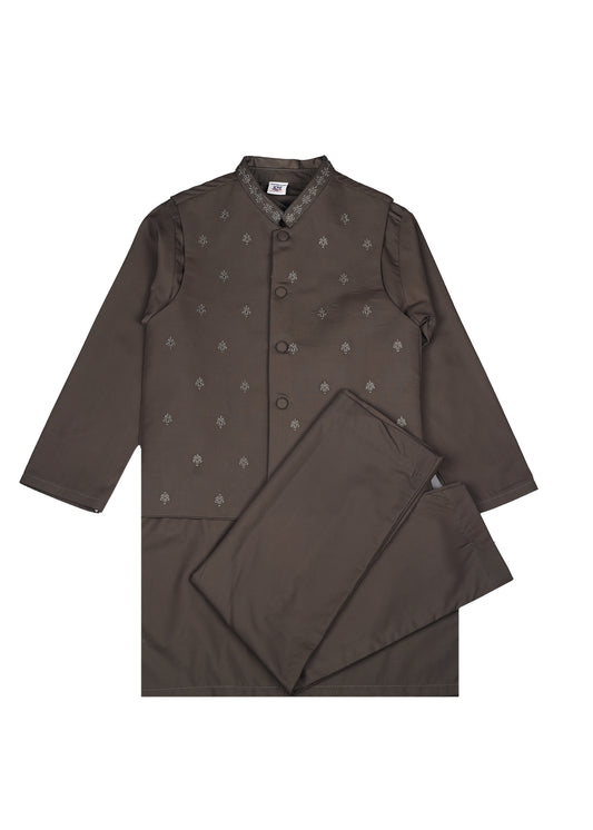 Boy's Embroidered KurtaTrouser&Waistcoat