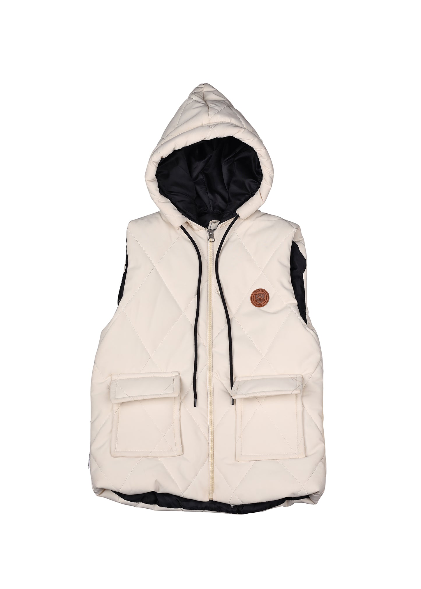 Block Pocketed Sleeveless Jacket