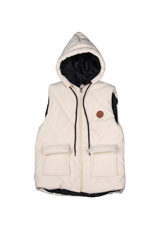 Block Pocketed Sleeveless Jacket