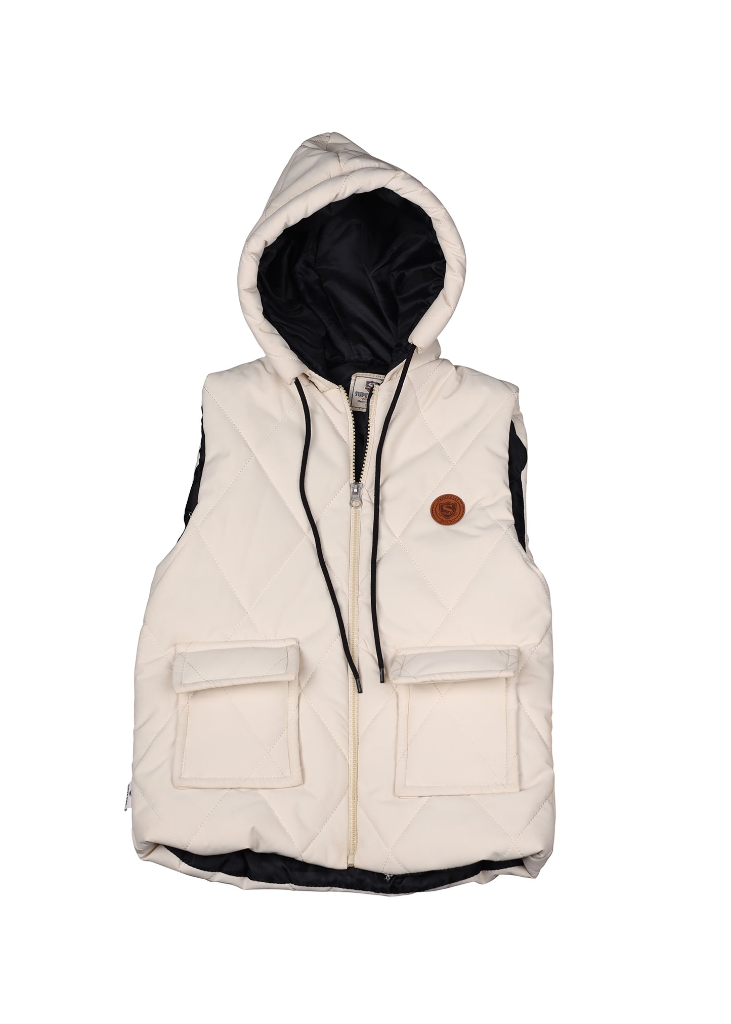 Block Pocketed Sleeveless Jacket