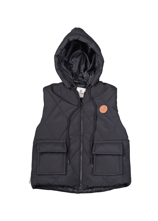 Block Pocketed Sleeveless Jacket