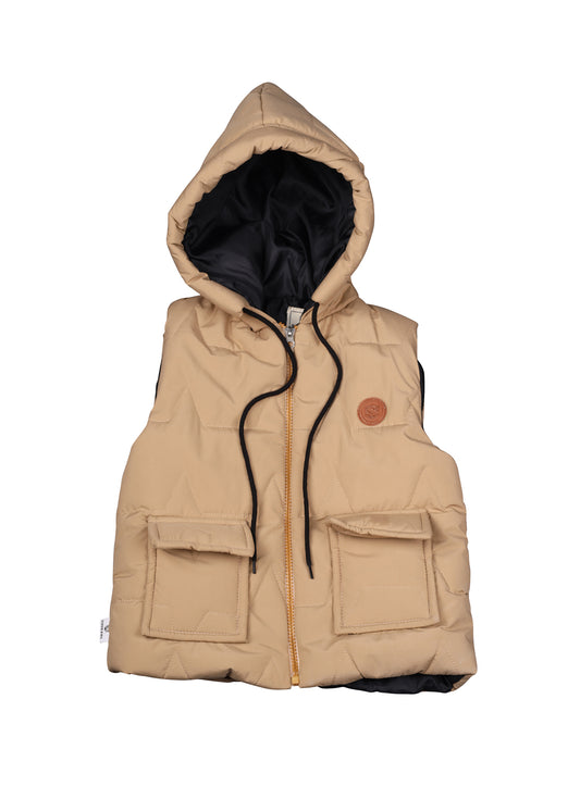 Block Pocketed Sleeveless Jacket