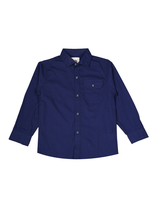 Blue Single Pocket Casual Shirt