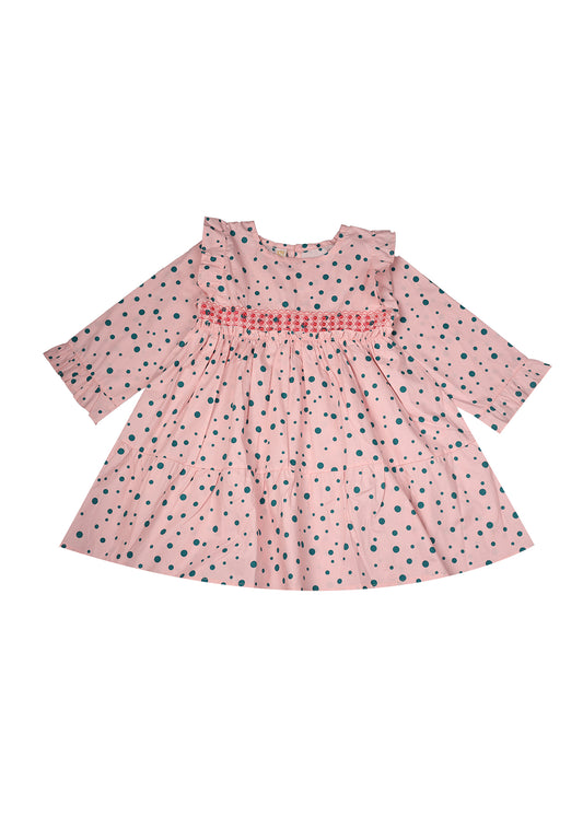 Printed Polka Dot Long Frock