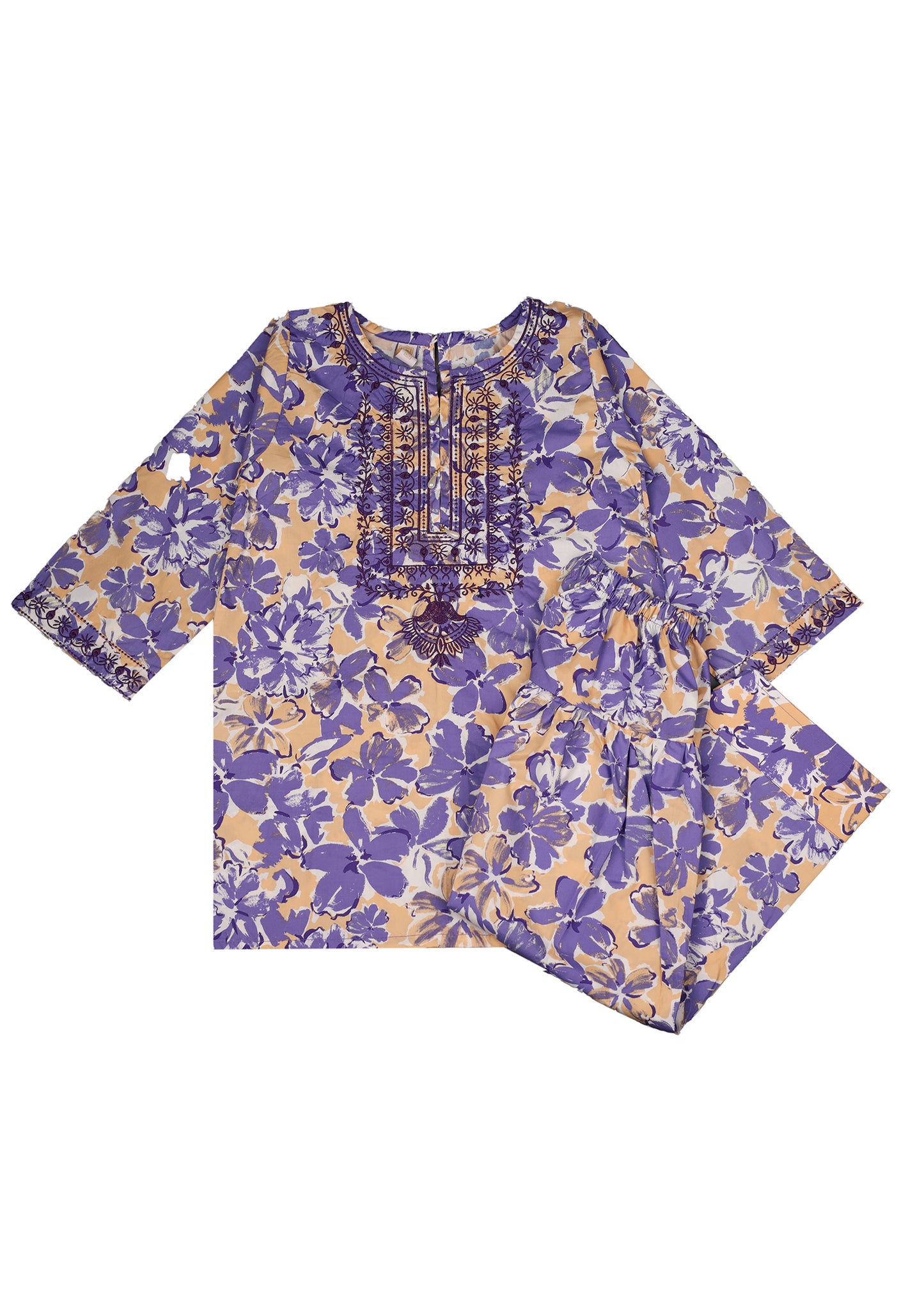 Embroidered Digital Printed Kameez & Farshi Shalwar