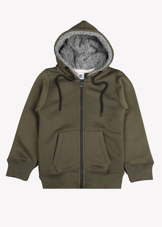 Plain Olive Green Zipper Hoodie