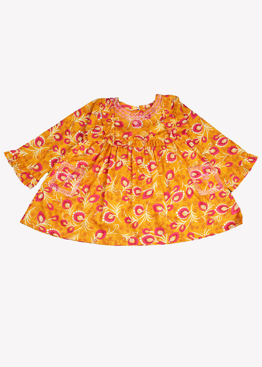 Printed Top Mustard
