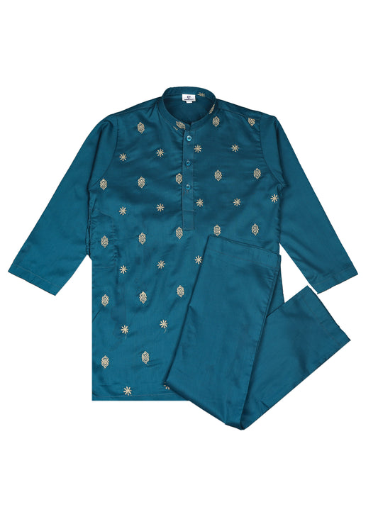 Boy's Embroidered Kurta & Trouser
