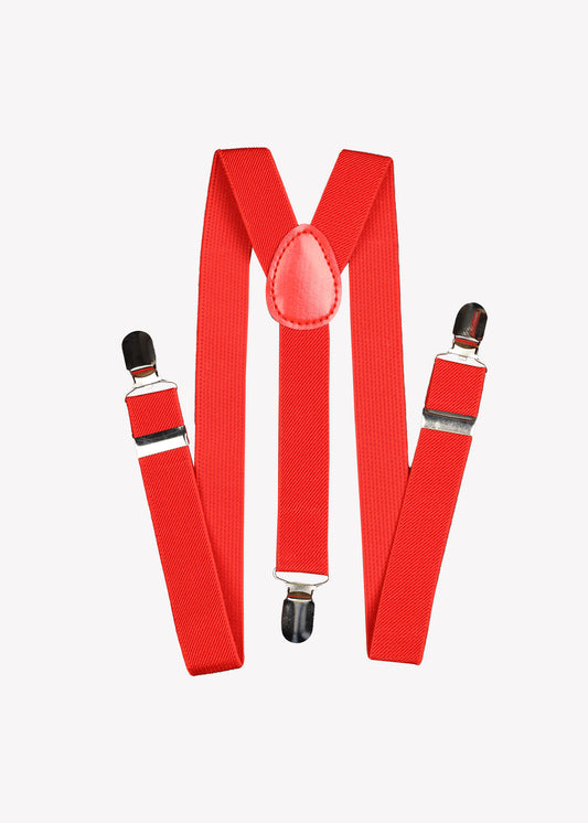 Boys Adjustable Red Suspenders