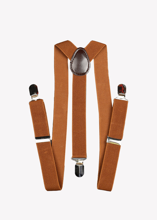 Boys Adjustable Brown Suspenders