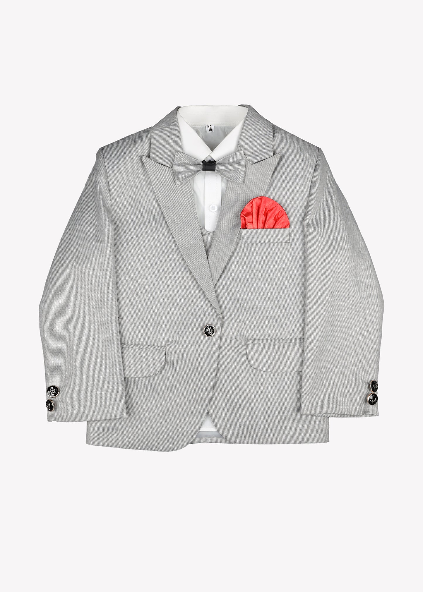Boy's Coat Pant 5pcs-Light Grey