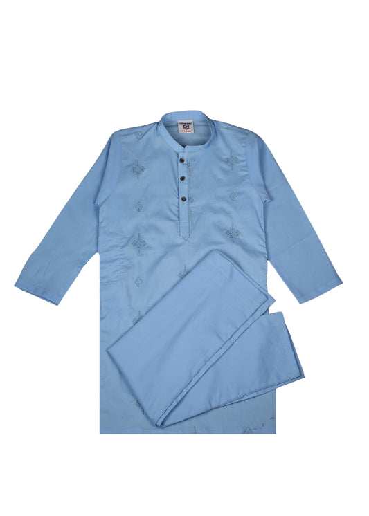 Boy's All Over Embroidered Kurta Trouser