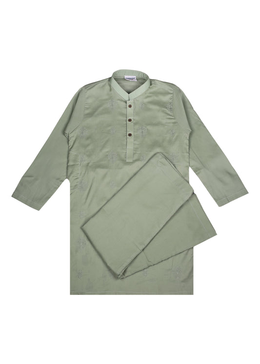 Boy's All Over Embroidered Kurta Trouser